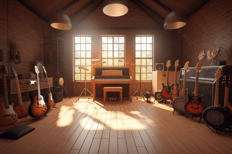 中式风格西方乐器音乐工作室场景室内图,高清,摄影图,摄影图片,图片大全,摄影图免费下载